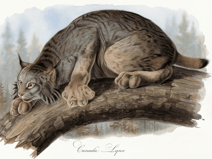 Audubon’s Watercolors Pl. 16, Canada Lynx